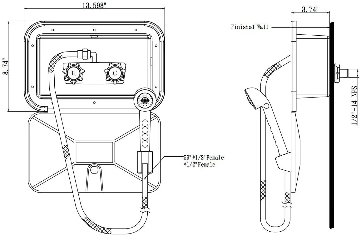RV Exterior Shower Box Kit - W